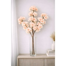 1 Adet Yapay Bahar Dalı Japon Kiraz Çiçeği – Somon 3 Dallı Çiçek, Ev Vazo Aranjmanı, 100 cm