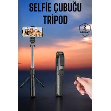 TeknoKapsül Tripod Kablosuz Bluetooth Bağlantılı Selfie Çubuğu 360 Derece Dönebilen