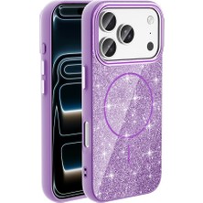 Apple iPhone 17 Pro Kılıf M-Safe Şarj Özellikli Parlayan Simli Zore Okso Kapak