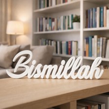Printorium Bismillah Yazılı Dekoratif Obje – Modern Islami Masaüstü Biblo, Ev ve Kitaplık Dekoru