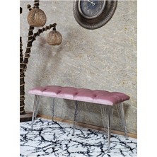 Sevinç Mobilya Metal Krom Tel Ayaklı 100 cm Puf Bench - Puf - Bench - Oturak - Mutfak Oturağı - Antre Oturağı