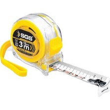 Sgs 2060 16 mm x 3 M Şerit Metre Otomatik Kilitli Şeffaf Kasalı Çelik Şerit Metre