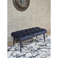 Sevinç Mobilya Siyah Boyalı Sivriltme Ayaklı 90 cm Puf Bench - Puf - Bench - Kasalı Oturak - Oturak - Yatak Ucu Puf
