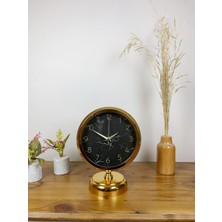 TeknoKapsül Gold Metal Mermer Ilhamı Masa Saati 25×20 cm