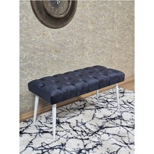 Sevinç Mobilya Beyaz Boyalı Sivriltme Ayaklı 90 cm Puf Bench - Puf - Bench - Kasalı Oturak - Oturak - Yatak Ucu Puf