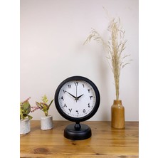 TeknoKapsül Siyah Metal Farsça Masa Saati 25×20 cm