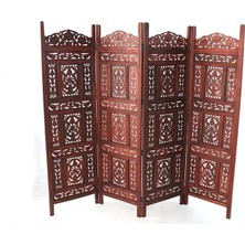 EkoAlışverişDünyam Ahşap Maun Rengi El Oyması Paravan