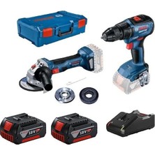 Bosch Gsb 18V-50 + Gws 180-LI Akülü Taşlama ve Vidalama Set 18V Gba 5.0 Ah x 2
