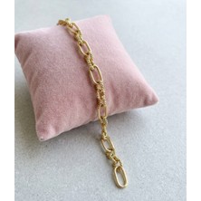 Museum Of You Altın Kaplama Kadın Zincir Bileklik - Modern Dokulu ve Düz Halka Geçişli Şık Tasarım