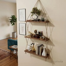 Trunvia El Yapımı Doğal Köknar Ağacı 3'lü Bohem Duvar Rafı