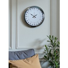 TeknoKapsül Krom 40 cm Metal 24 Saat Göstergeli Özel Tasarım Duvar Saati