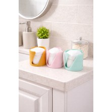 Asi 3D Tasarım Modern 3’lü Banyo ve Makyaj Pamuğu Organizer Seti – Pastel & Gold Düzenleyici Serisi