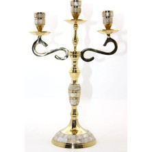 EkoAlışverişDünyam Pirinç Sedefli 3'lü Şamdan Model 3