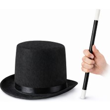 Nemere Çocuk Sihirbaz Şapkası ve Uzayan Yaylı Sihirli Sopa Seti