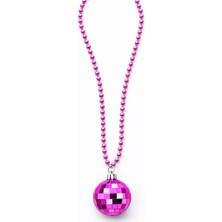 Store Mania Ieg™ Retro Disko Topu Şekilli 80'ler 90'lar Fuşya Pembe Renk Plastik Kolye