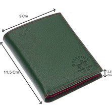 Westpolo Hakiki Deri Bol Kart Bölmeli Erkek Cüzdan - Yeşil-Kırmızı