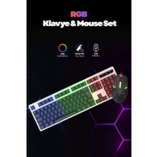EkoAlışverişDünyam Kablolu Işıklı Gaming Standart Türkçe Q Klavye ve Mouse Seti