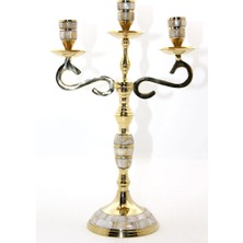 Akinco Pirinç Sedefli 3'lü Şamdan 18912