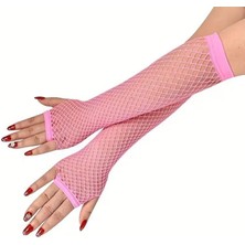 EkoAlışverişDünyam Retro Neon Pembe File Parmaksız Eldiven 26 cm