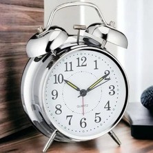 EkoAlışverişDünyam Gümüş Renk Metal Çalar Masa Saati