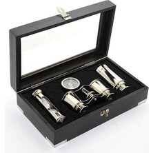 EkoAlışverişDünyam Ahşap Kutulu Pirinç Dürbün Pusula ve Kum Saati Seti