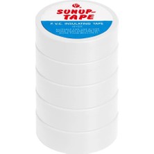 Sunup SN-27924 Beyaz 0.13X18MM Izole Pvc Elektrik Yalıtım Bant (5'li Paket)