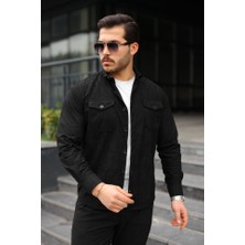 Etiler Collection Erkek Uzun Kollu Cepli Kadife Gömlek