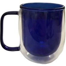 EkoAlışverişDünyam Çift Cidarlı Cam Kupa Lacivert Renk