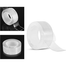 EkoAlışverişDünyam 2 Metre x 3 cm Şeffaf Güçlü Nano Çift Taraflı Silikon Jel Yapıştırıcı Bant