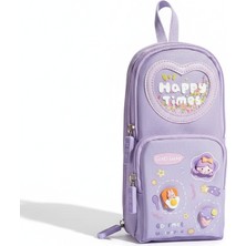 Gökyüzü Işığı Küçük Kız Çocuk Kalem ve Okul Çantası - 3 Bölmeli 6 Hücreli Kalemlik