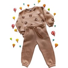 GMG Collection Baby Bears Ayıcıklı 2'li Alt Üst Kalın Kışlık Eşofman Takımı Kız Bebek Kız Çocuk
