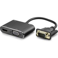 Marsilyan VGA To HDMI + VGA Dişi Ses Çıkışlı Görüntü Dönüştürücü 1080P 22 cm - Siyah HDX7821