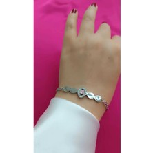 1.sınıf Çelik Kararma Yapmaz Silver Zirkon Taşlı Bileklik