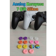 Kobe 7 Çift 14 Adet Silikon- Ps3 Ps4 Ps5 Xbox  Analog Koruyucu Silikon Pad  | Kaymaz Analog Başlık Kaplama