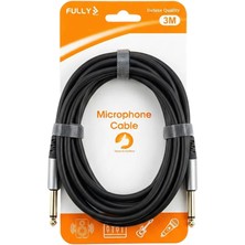 Fully G-527S 3 Metre 6.3mm Mono Jack-Jack Profesyonel Alüminyum Başlıklı Gitar ve Enstrüman Kablosu