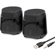 Pileli Store Masaüstü Hoparlör 1+1 USB + 3.5mm - Siyah HD6024