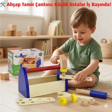Direkstoktan Ahşap Tamir Çantası: Küçük Ustalar Iş Başında / Montessori Ahşap Tamir Takım Çantası - El Becerisi Geliştirici Oyuncak