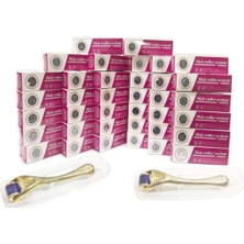 Macgon 1.0mm Gold Dermaroller Masaj Aleti 540 Iğneli Mavi Su Serum Tarağı Saç, Yüz, Vücut