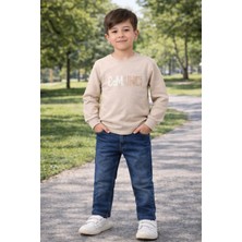 GMG Collection Baby Erkek Çocuk Bej Renk Baskılı Sweatshirt