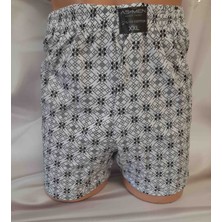 Shine Elagance Siyah Desenli %100 Cotton Beli Lastikli Tek Düğmeli Penye Erkek Boxer