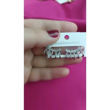 Çelik Kararma Yapmaz Taşlı Kaburga Model Kadın Küpe