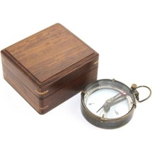 EkoAlışverişDünyam Ahşap Kutulu Pirinç Pusula Model 13