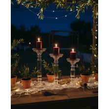 Akden Store Kristal Şamdan Mumluk 3'lü Set Dekorasyon Mumluk