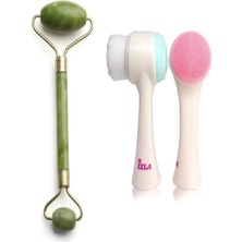 Macgon Cilt Temizleme Fırçası+Doğal Çift Taraflı Yeşim Taşı Masaj Aleti