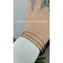 1.sınıf Çelik Kararma Yapmaz Üçlü Ajda Bilezik Taşlı 6,5 cm