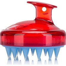 Macgon Yumuşak Silikon Dişli Saç Derisi Masaj Şampuan Duş Fırçası, Yetişkin, Çocuk - Evcil Hayv Için -Kırmz