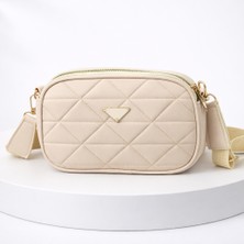 Kapitone Desenli Kadın Çapraz Omuz Çantası Bej Günlük Kullanım Şık Kadın Çanta – Sudedi Home