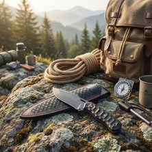 Wood Stone Art 4116 Uddeholm Çelik Kamp ve Av Bıçağı - Deri Kılıflı (Ceviz ve Kompakt Sap Seçenekli)