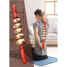 Macgon Ahşap Selülit Döner Masaj Sopası Rulosu Merdanesi Çubuğu Refleksoloji El Ayak Masaj Terapi Aleti