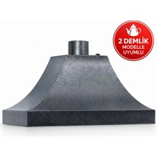 Demasan 2 Demlik Uyumlu Statik Davlumbaz Gri Çay Kazanı Davlumbazı